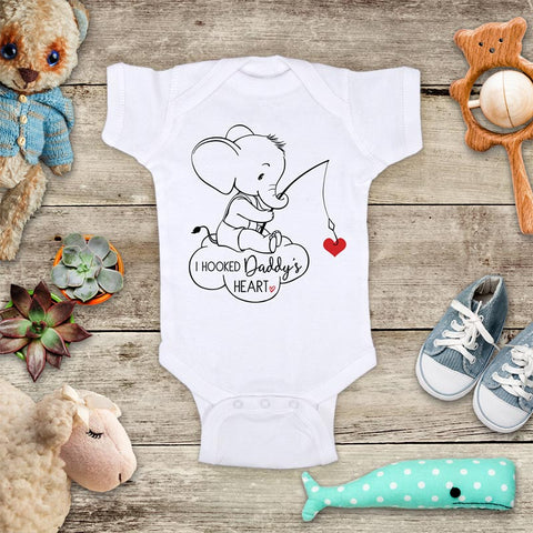 I Hooked Daddy's Heart Elephant Fishing baby onesie Infant, Toddler & Youth Soft Shirt