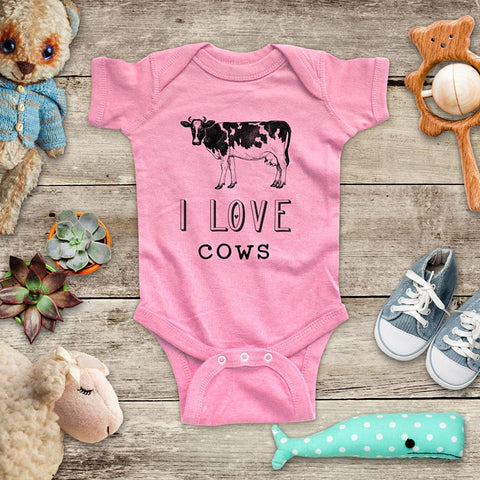 I Love cows animal zoo trip farm kids baby onesie shirt - Infant & Toddler Youth Soft Fine Jersey Shirt