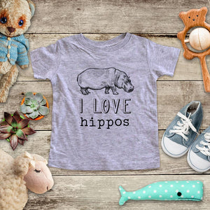 I Love hippos hippopotamus animal zoo trip kids baby onesie shirt - Infant & Toddler Youth Soft Fine Jersey Shirt