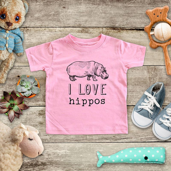 I Love hippos hippopotamus animal zoo trip kids baby onesie shirt - Infant & Toddler Youth Soft Fine Jersey Shirt