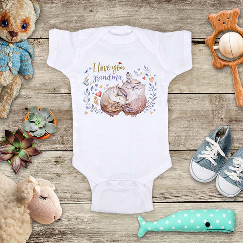 I love you grandma Boho Owls cute Baby Onesie Bodysuit Infant & Toddler Soft Fine Jersey Shirt - Baby Shower Gift