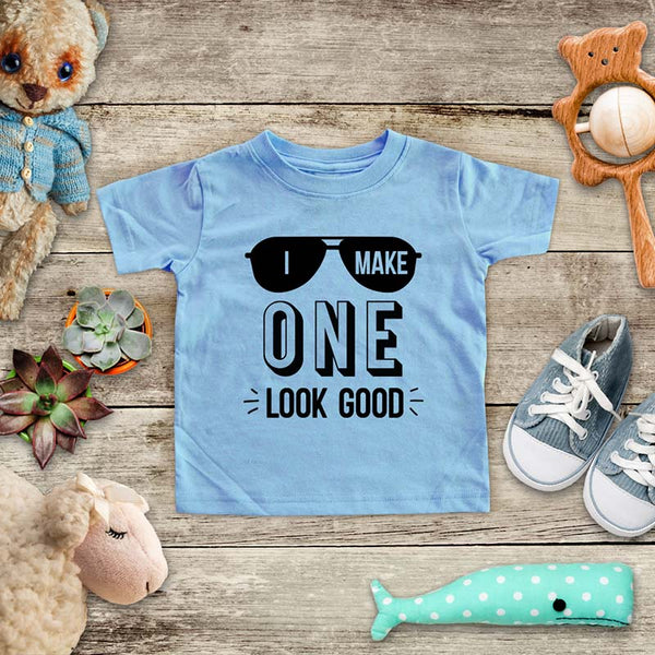 I Make One Look Good Glasses First Birthday Boy Girl Baby Onesie Bodysuit Toddler Super Soft Fine Jersey Shirt