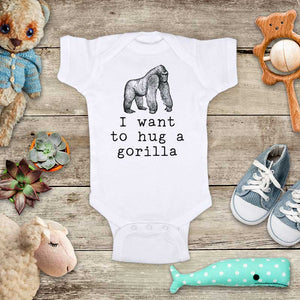 I want to hug a Gorilla animal zoo trip baby onesie kids shirt Infant & Toddler Shirt