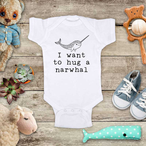 I want to hug a narwhal - cute ocean animal zoo trip baby onesie kids shirt Infant & Toddler Youth Shirt