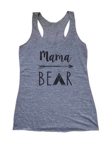 Mama Bear Tepee - Mommy Hippie Boho Hipster Soft Triblend Racerback Tank fitness gym yoga running exercise birthday gift