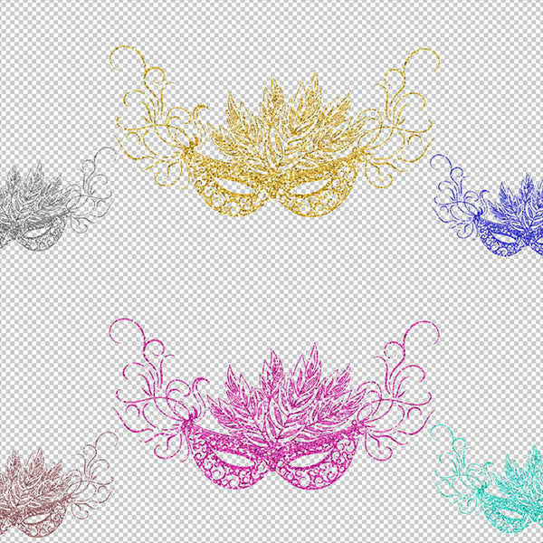 Masquerade Glitter - Decorative Mask PNG Transparent Images - Instant Download Digital Clip art