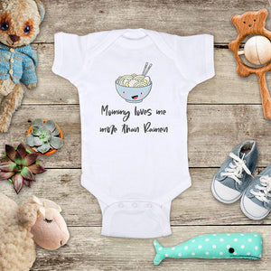 Mommy Loves Me More Than Ramen noodles funny food baby onesie bodysuit Infant Toddler Shirt baby shower gift