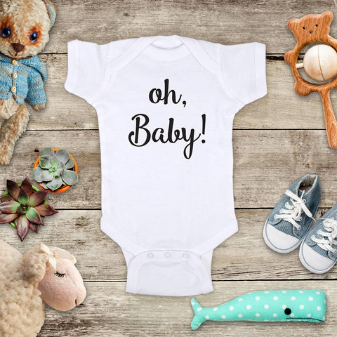 oh baby! funny baby onesie bodysuit baby coming birth pregnancy announcement by Hello Handmade - surprise grandparents or daddy