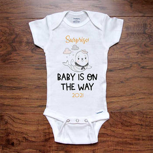 Surprise! Baby is on the Way 2024 Soon baby seal onesie bodysuit birth pregnancy reveal announcement grandparents or daddy